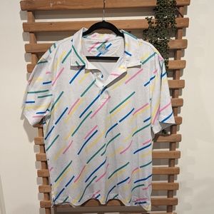 Chubbies Performance Golf Polo White with Multi-Color Stripes Size XL